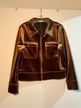 Zara Brown Velvet Bomber Jacket